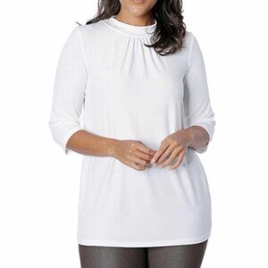 New Kim & Co. White High Neck Top- Size Large (1K)